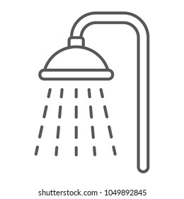 Shower thin line icon, real estate and home, bath sign vector graphics, a linear pattern on a white background, eps 10.