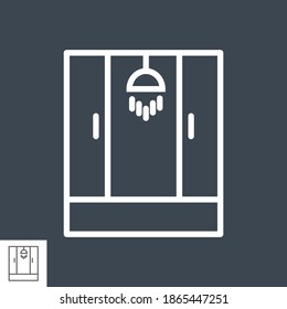 Shower Thin Line Vector Icon Isolated on the Black Background.