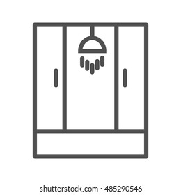 Shower Thin Line Vector Icon Isolated on the White Background.