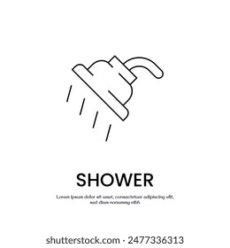 shower thin outline icon vector design good for web or mobile app