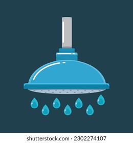 The Shower tools with water. Isolated Vector illustration