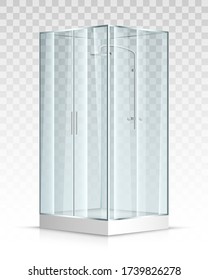 Shower transparent glass cabin. Vector illustration