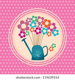 shower with a variety of flowers, hearts background