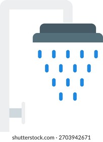 Design de vetor de chuveiro em estilo moderno, conforto do banheiro do hotel e conceito de instalações de higiene, ilustração de amenidades do quarto. Ícone Simples