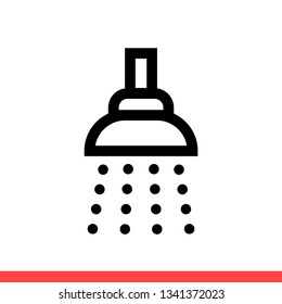 Shower vector icon, bathroom symbol. Simple, flat design for web or mobile app