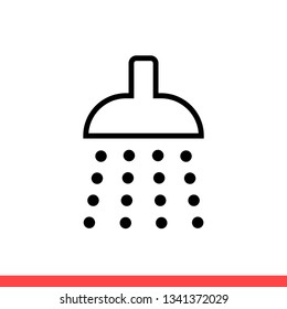 Shower vector icon, bathroom symbol. Simple, flat design for web or mobile app