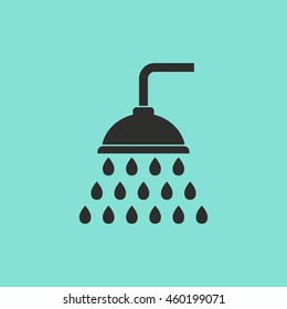 Shower vector icon. Black illustration isolated on green background for graphic and web design.