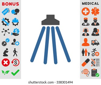 Shower vector icon with bonus. Style is bicolor flat symbol, cobalt and gray colors, rounded angles, white background.