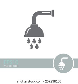 Shower vector icon. Douche with water drops symbol.