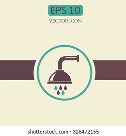 Shower vector icon. Douche with water drops symbol.
