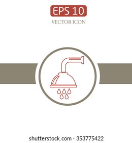 Shower vector icon. Douche with water drops symbol.
