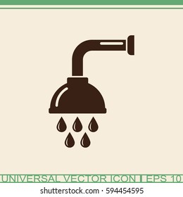Shower vector icon. Douche with water drops symbol.