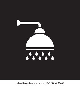 Shower vector icon, Shower faucet flat icon with flowing water drops symbol.