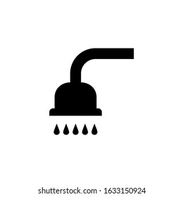 Shower vector icon, Shower faucet flat icon with flowing water drops symbol. eps 10