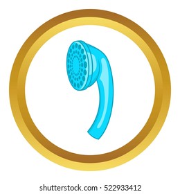 Shower vector icon in golden circle, cartoon style isolated on white background