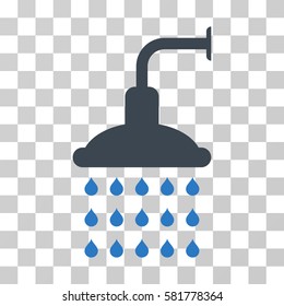Shower vector icon. Illustration style is a flat iconic bicolor smooth blue symbol on a transparent background.