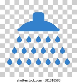 Shower vector icon. Illustration style is a flat iconic cobalt symbol on a transparent background.
