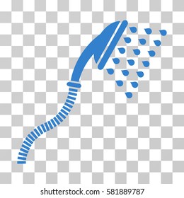 Shower vector icon. Illustration style is a flat iconic cobalt symbol on a transparent background.