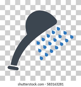 Shower vector icon. Illustration style is a flat iconic bicolor smooth blue symbol on a transparent background.