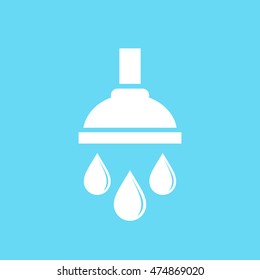 Shower vector icon isolated on white background. Blue shower icon. Bath shower icon. Bathroom shower sign. Shower icon clip art.