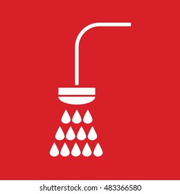 Shower vector icon. Red background