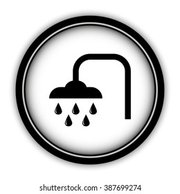 Shower - vector icon; round  button with shadow