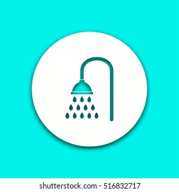 Shower vector icon with shadow. Round button for website and mobile app illustration. Background easily be changed to any color.