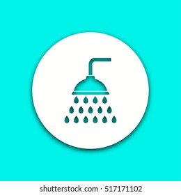 Shower vector icon with shadow. Round button for website and mobile app illustration. Background easily be changed to any color.