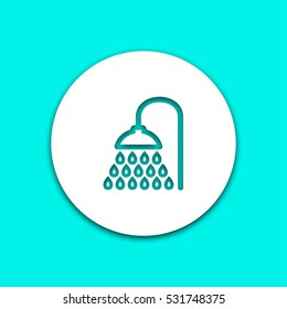 Shower vector icon with shadow. Round button for website and mobile app illustration. Background easily be changed to any color.
