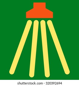 Shower vector icon. Style is bicolor flat symbol, orange and yellow colors, rounded angles, green background.