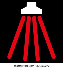 Shower vector icon. Style is bicolor flat symbol, red and white colors, rounded angles, black background.