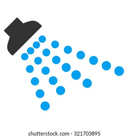 Shower vector icon. Style is bicolor flat symbol, blue and gray colors, rounded angles, white background.