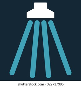 Shower vector icon. Style is bicolor flat symbol, blue and white colors, rounded angles, dark blue background.