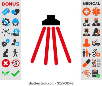 Shower vector icon. Style is bicolor flat symbol, intensive red and black colors, rounded angles, white background.