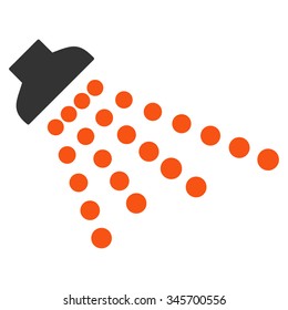 Shower vector icon. Style is bicolor flat symbol, orange and gray colors, rounded angles, white background.