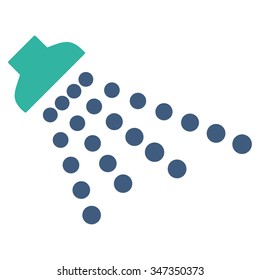 Shower vector icon. Style is bicolor flat symbol, cobalt and cyan colors, rounded angles, white background.