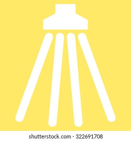 Shower vector icon. Style is flat symbol, white color, rounded angles, yellow background.