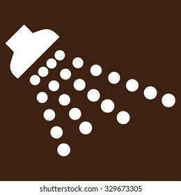 Shower vector icon. Style is flat symbol, white color, rounded angles, brown background.