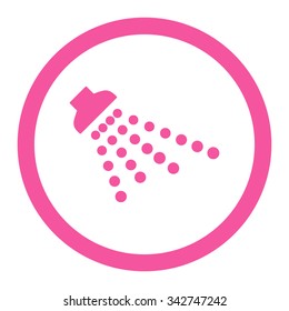 Shower vector icon. Style is flat rounded symbol, pink color, rounded angles, white background.