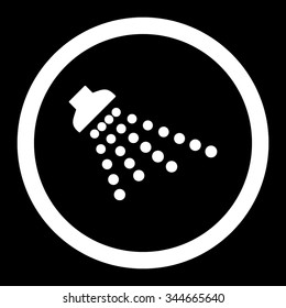 Shower vector icon. Style is flat rounded symbol, white color, rounded angles, black background.