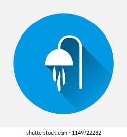 Shower vector icon. Symbol of the presence of a bathroom in an institution with a flat shadow. Layers grouped for easy editing illustration. For your design.