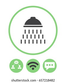 Shower vector icon with water drops, teamwork, wireless and speech bubble vector icon.
