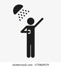 Icono del vector de ducha. Icono de ducha web. Hombre tomando el símbolo de la ducha.