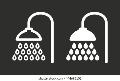 Shower vector icon. White illustration isolated on black background for graphic and web design.