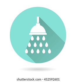 Shower vector icon. White Illustration isolated on green background for graphic and web design.