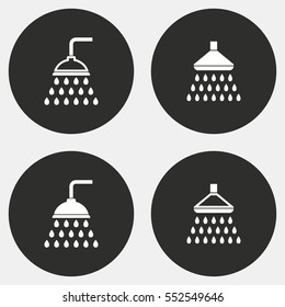 Shower vector icon. White illustration isolated on black background for graphic and web design.