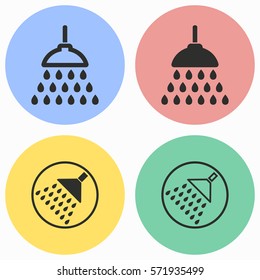 Shower vector icons set. Black illustration isolated for graphic and web design.