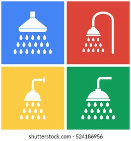 Shower vector icons set. White illustration isolated for graphic and web design.