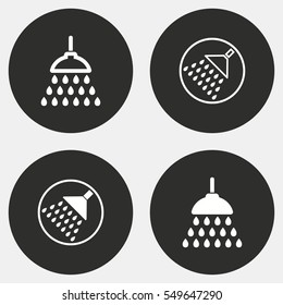 Shower vector icons set. White illustration isolated for graphic and web design.
