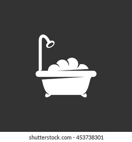 Shower vector logo isolated on a black background. Icon silhouette design template. Simple symbol concept in flat style. Abstract sign, pictogram for web, mobile and infographics